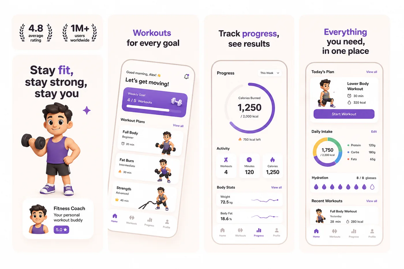 PulseFit — Workouts & activity rings App Store screenshot set generated with App Mockup Generator AI
