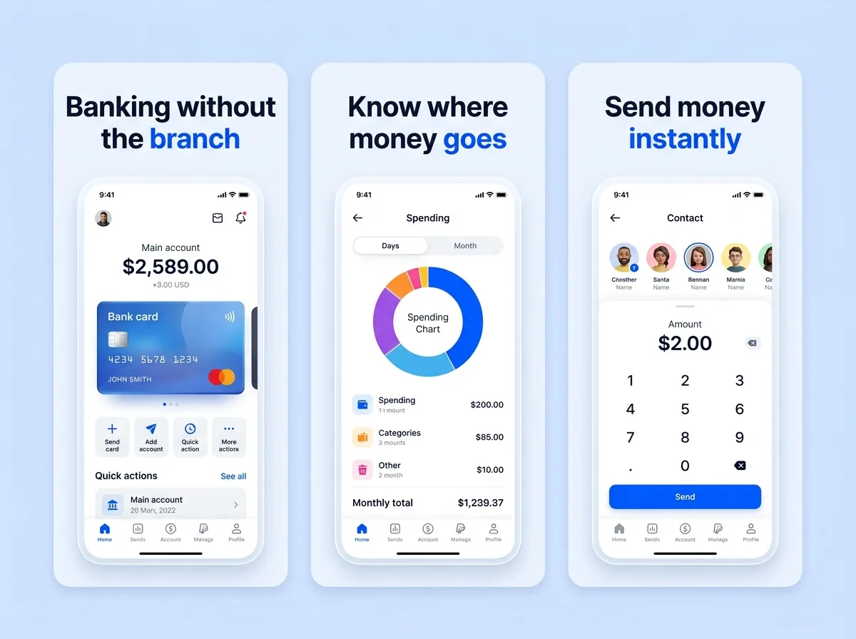 Orbit Bank — Everyday neobank App Store screenshot set generated with App Mockup Generator AI