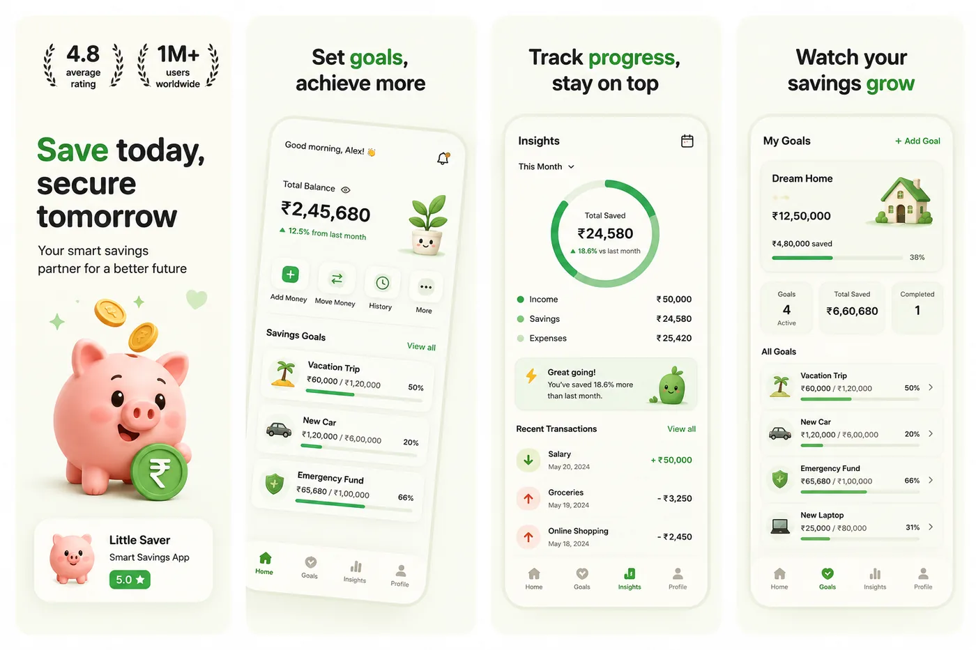 Little Saver — Smart savings goals App Store screenshot set generated with App Mockup Generator AI